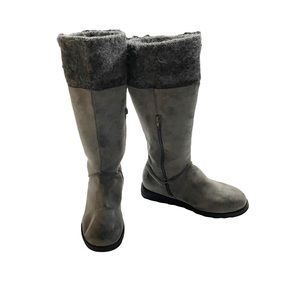 Muk Luks Grey Mid-Length/Knee High Winter Fashion Snow Boots Wool Faux Leather 8
